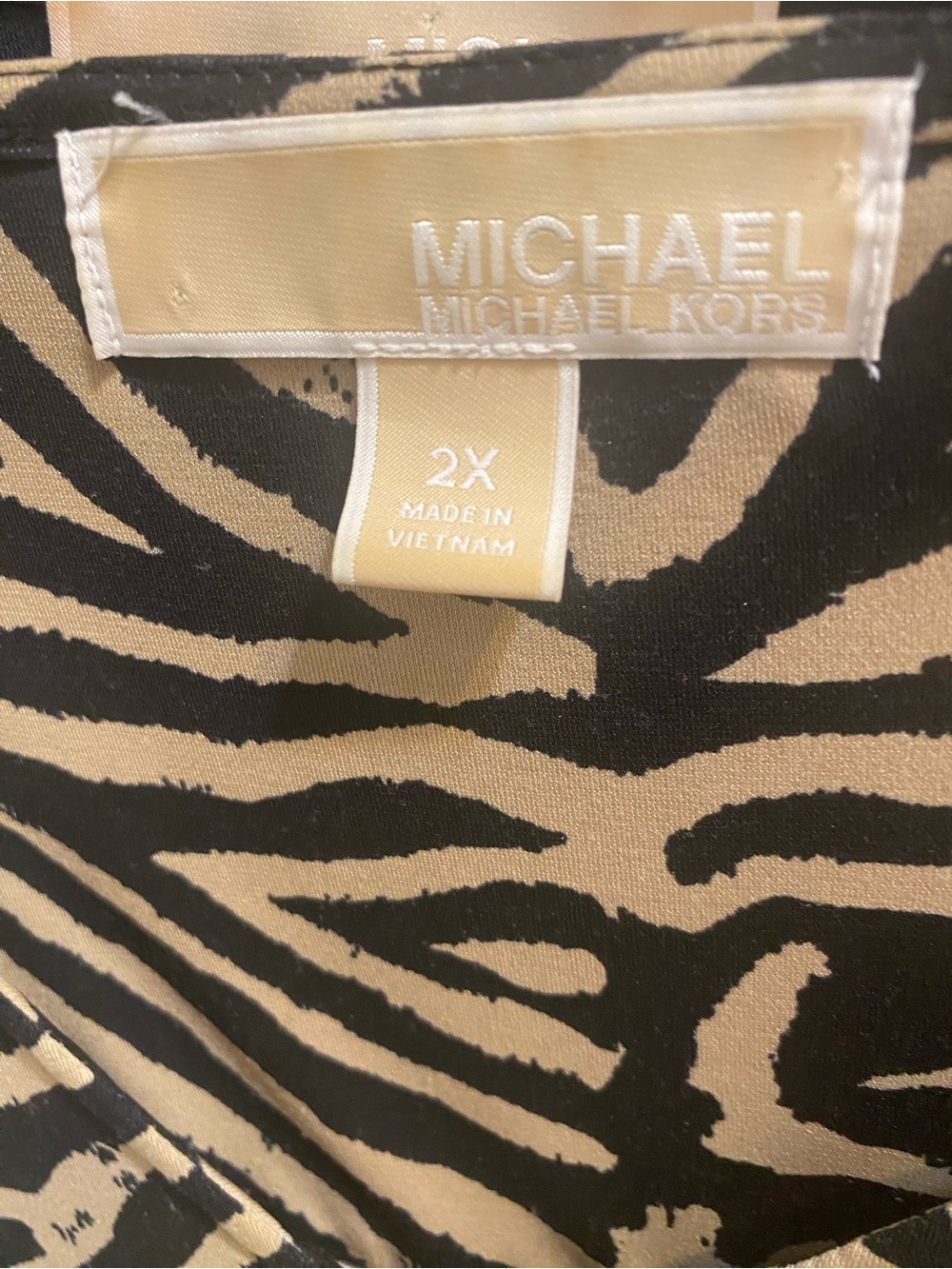 MICHAEL Michael Kors Black and Beige Zebra Print Top 2x